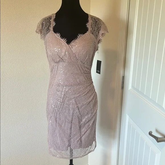 midi lace dress for women Elegant Black Short Sleeve Midi Lace Cocktail Dress - 3XL main image 0